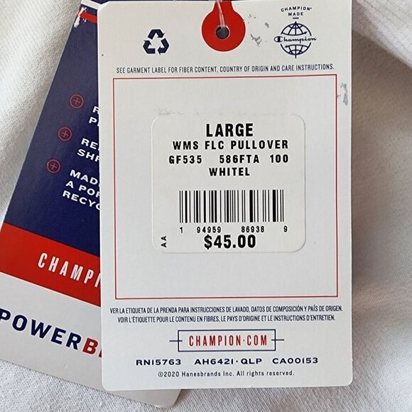 NWD Champion Powerblend White Multicolor Spell Out Sweatshirt Womens Large - Picture 12 of 13